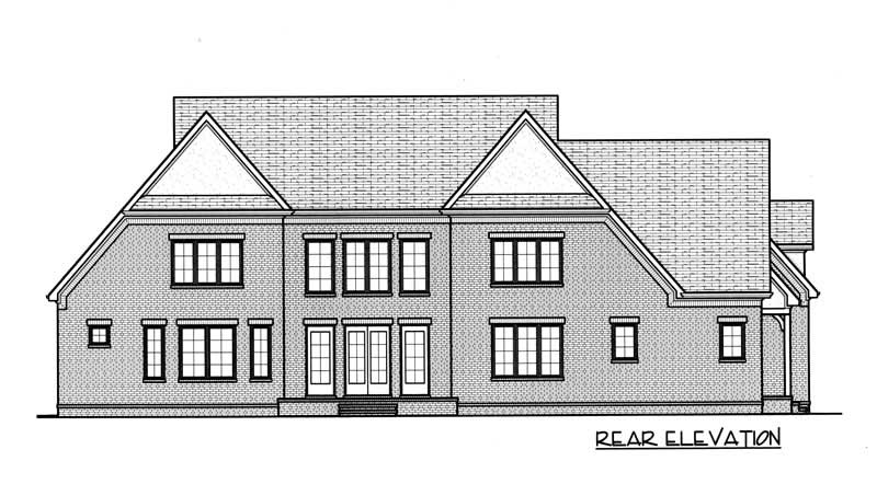 Home Plan Rear Elevation of this 4-Bedroom,4069 Sq Ft Plan -127-1067