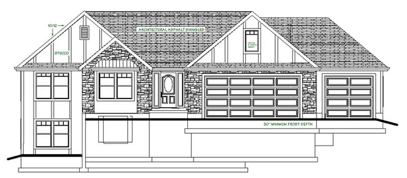 Home Plan Front Elevation of this 3-Bedroom,2066 Sq Ft Plan -129-1001