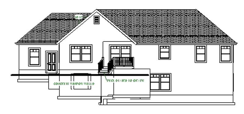 Home Plan Rear Elevation of this 3-Bedroom,2066 Sq Ft Plan -129-1001