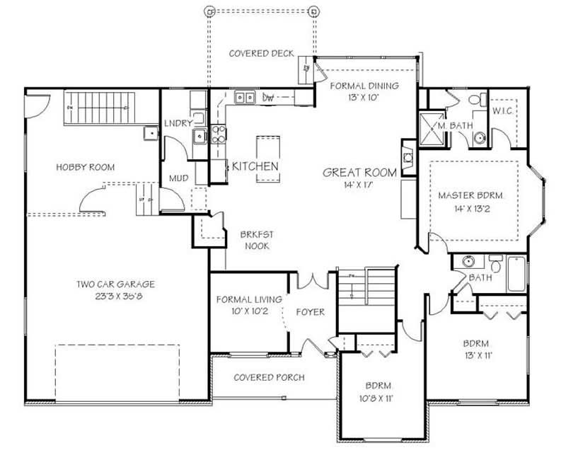 Floor Plan First Story of Small House Plans #129-1008