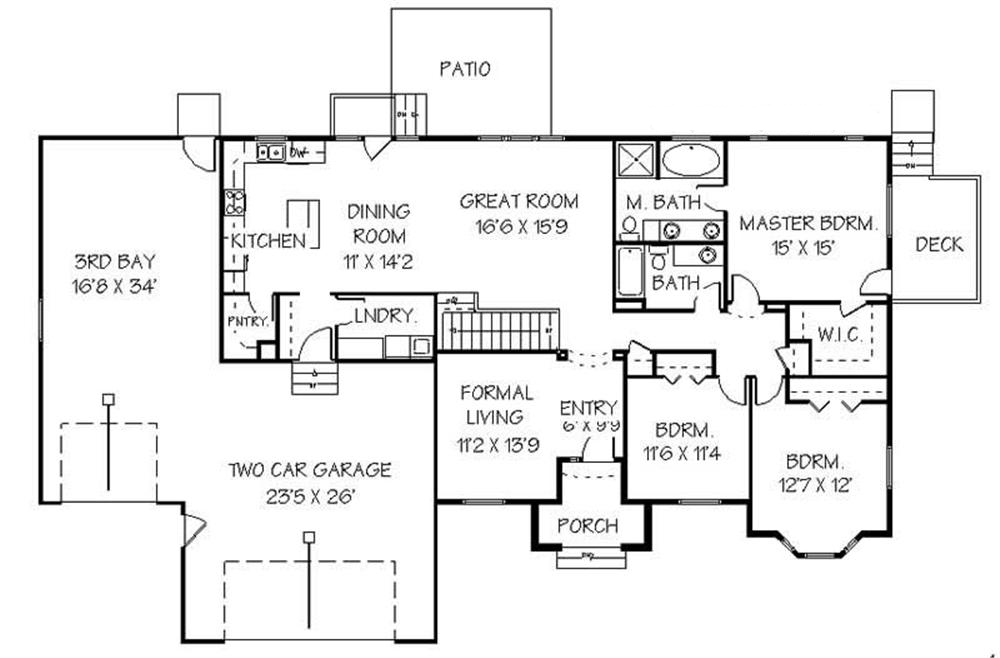 Floor Plan First Story of Contemporary Plan #129-1041