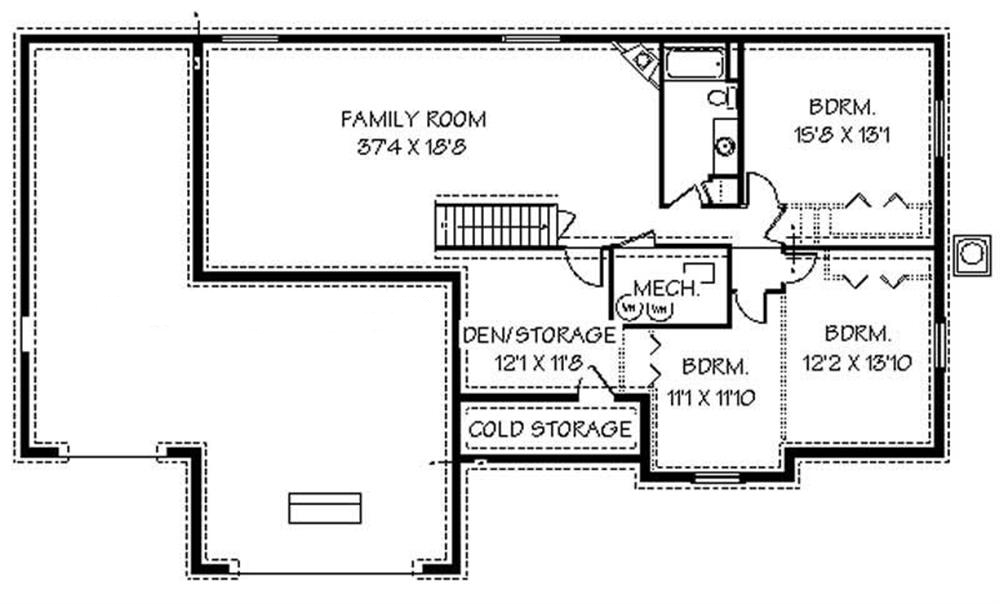 Floor Plan Basement of Contemporary Plan #129-1048