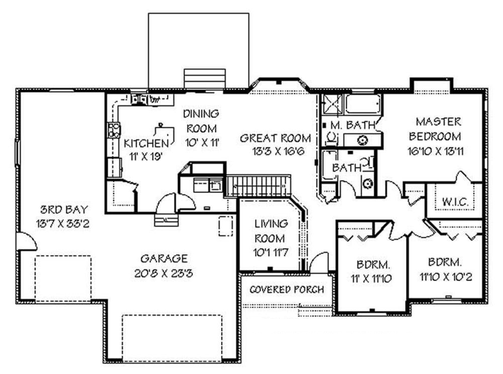 Floor Plan First Story of Contemporary Plan #129-1048