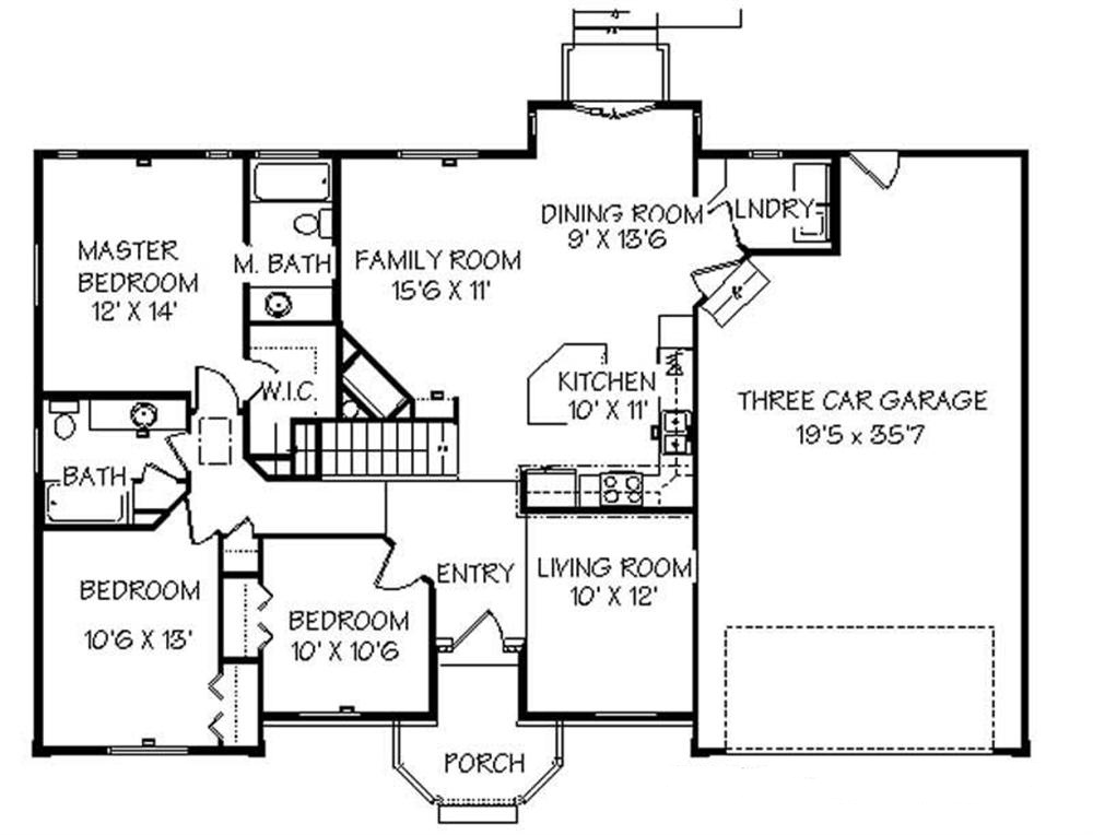 Floor Plan First Story of Contemporary Plan #129-1050