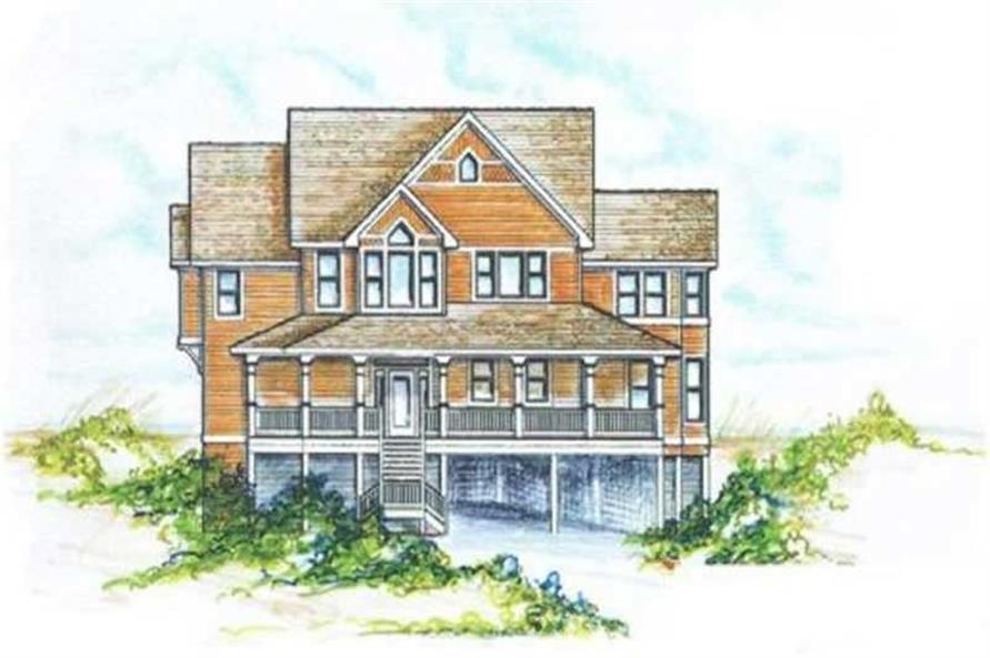 Home Plan Front Elevation of this 4-Bedroom,3644 Sq Ft Plan -130-1083