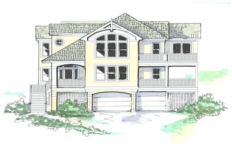Front elevation of Coastal home (ThePlanCollection: House Plan #130-1085)