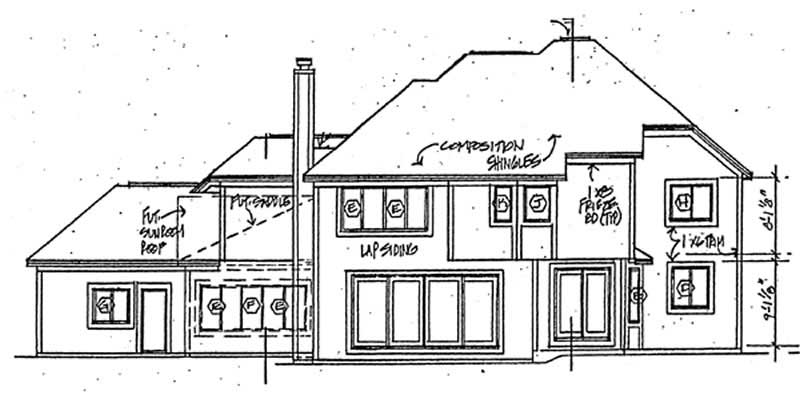 Home Plan Rear Elevation of this 4-Bedroom,2957 Sq Ft Plan -131-1001
