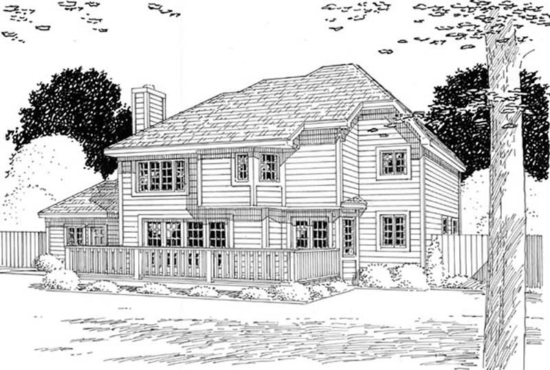 Home Plan Rear Elevation of this 4-Bedroom,2957 Sq Ft Plan -131-1001