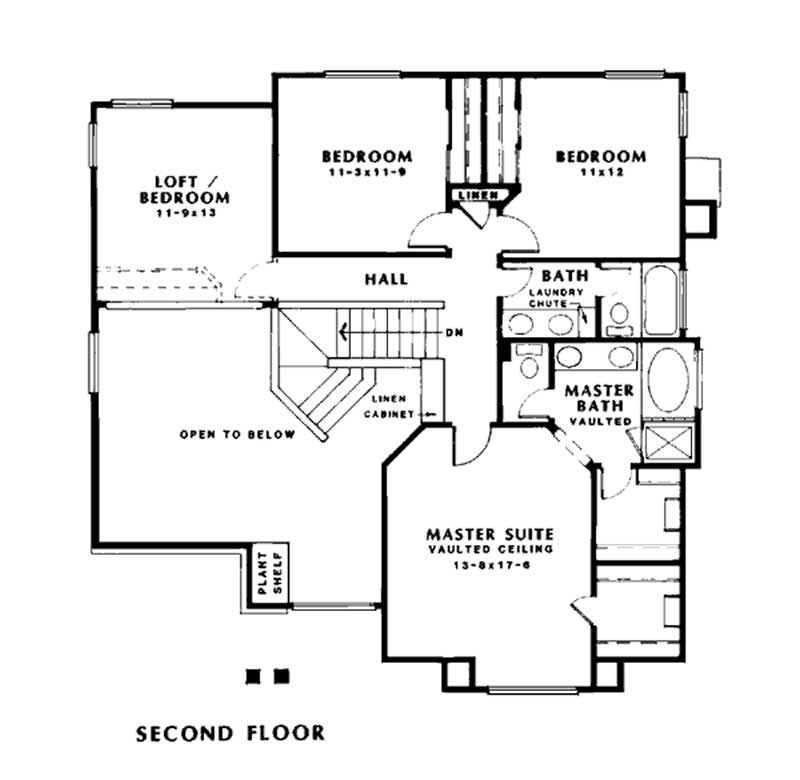 Floor Plan Second Story of Ranch Plan #131-1008