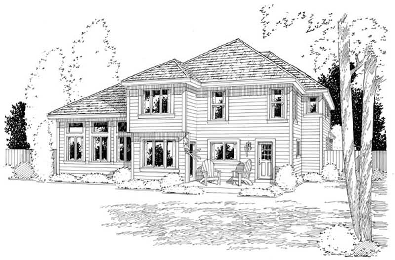 Home Plan Rear Elevation of this 4-Bedroom,2411 Sq Ft Plan -131-1009