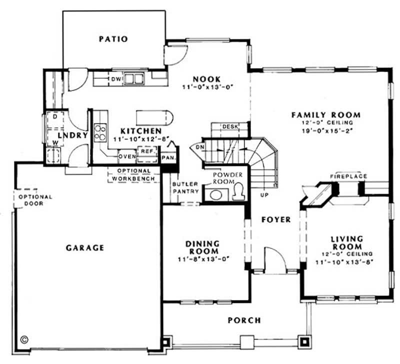 Floor Plan First Story of Ranch Plan #131-1009