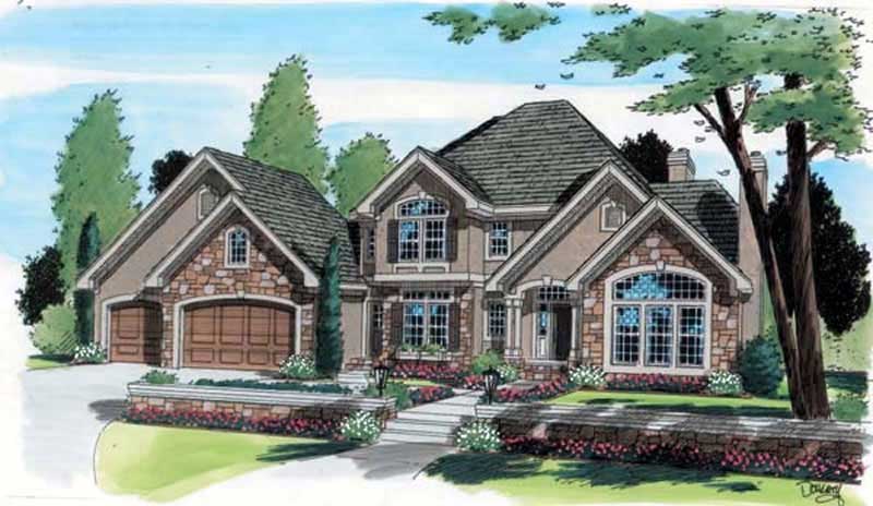 Home Plan Front Elevation of this 4-Bedroom,3526 Sq Ft Plan -131-1010