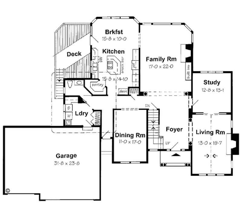 Floor Plan First Story of European Plan #131-1010