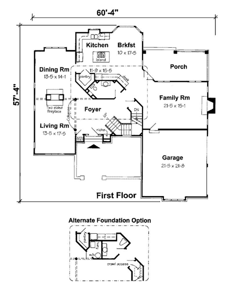Floor Plan First Story of European Plan #131-1015