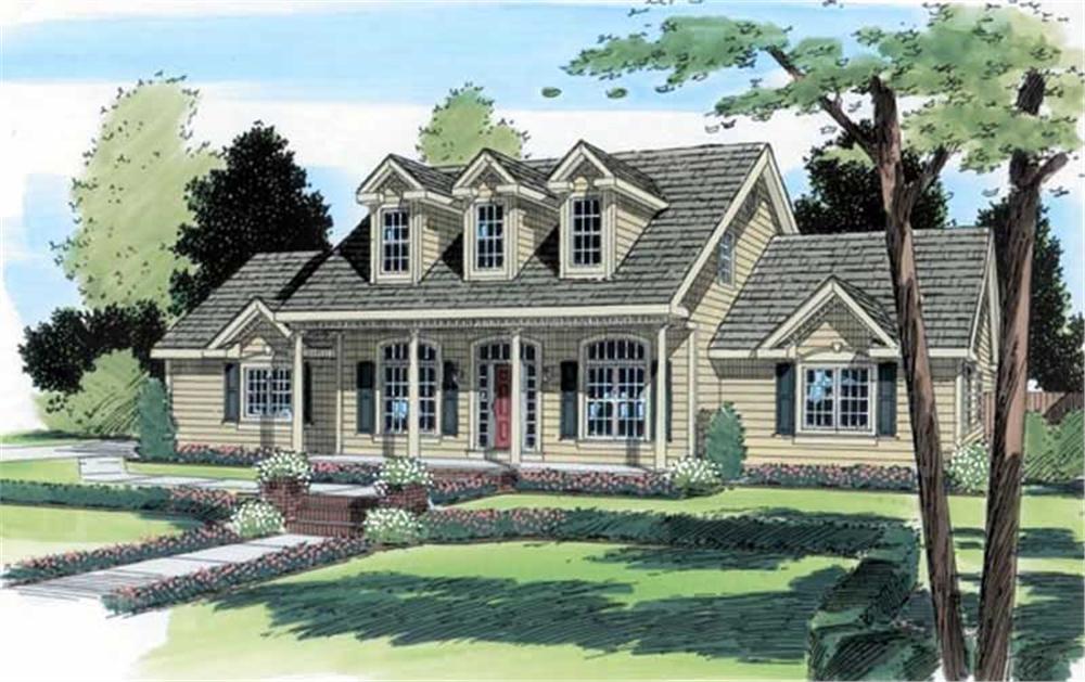 Front elevation of Cape Cod home (ThePlanCollection: House Plan #131-1020)