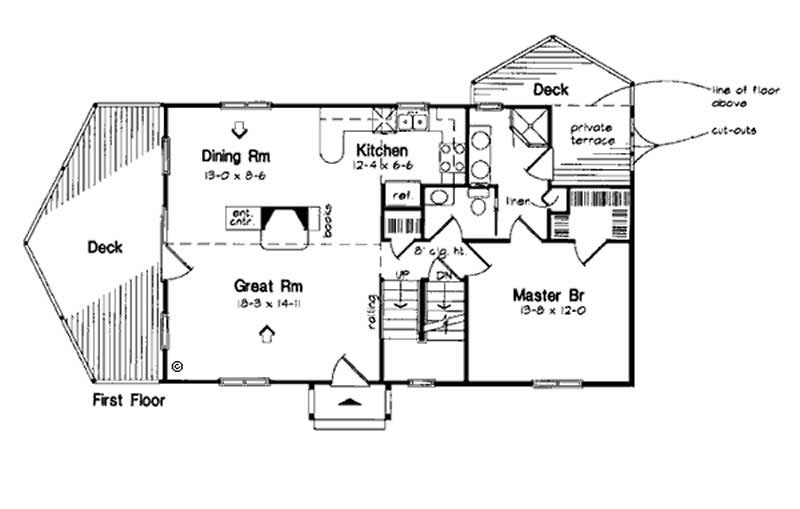 Floor Plan First Story of Contemporary Plan #131-1021