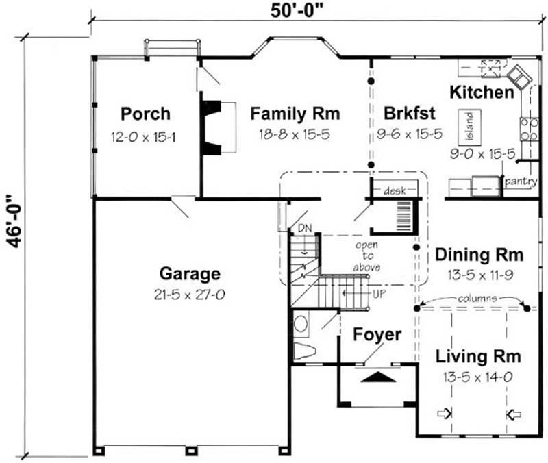 Floor Plan First Story of European Plan #131-1027