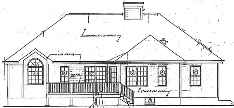 Home Plan Rear Elevation of this 3-Bedroom,1821 Sq Ft Plan -131-1028