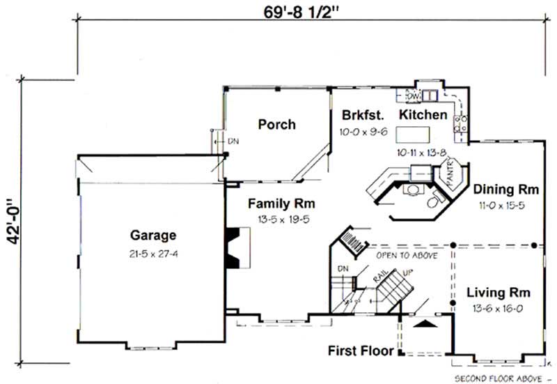 Floor Plan First Story of Country Plan #131-1029