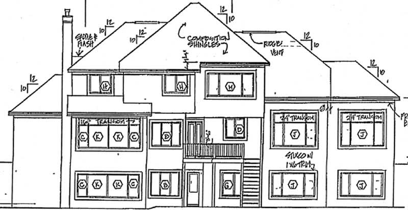 Home Plan Rear Elevation of this 4-Bedroom,3485 Sq Ft Plan -131-1031