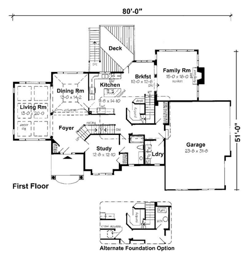 Floor Plan First Story of European Plan #131-1031