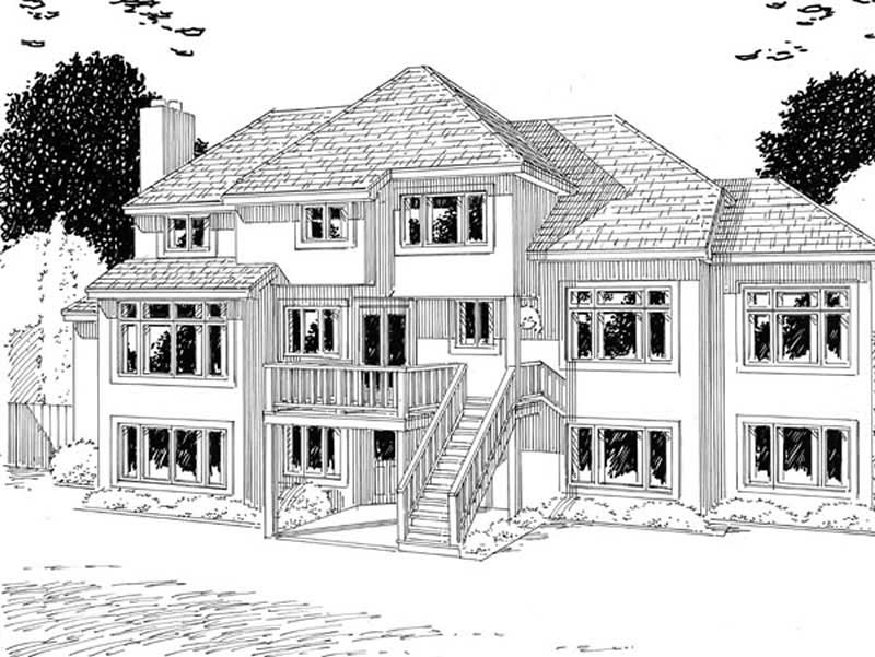 Home Plan Rear Elevation of this 4-Bedroom,3485 Sq Ft Plan -131-1031