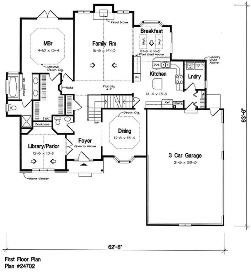 Floor Plan First Story of Ranch Plan #131-1032