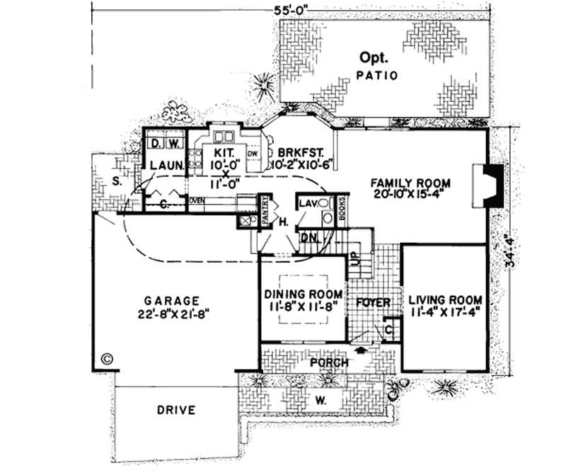 Floor Plan First Story of Country Plan #131-1033