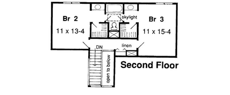 Floor Plan Second Story of Contemporary Plan #131-1034