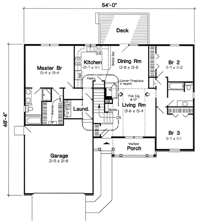 Floor Plan First Story of Contemporary Plan #131-1042