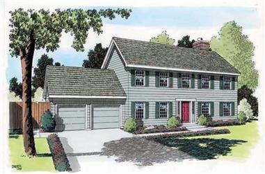 4-Bedroom, 2224 Sq Ft Colonial Home Plan - 131-1044 - Main Exterior