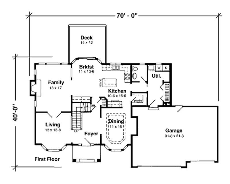 Floor Plan First Story of Traditional Plan #131-1046
