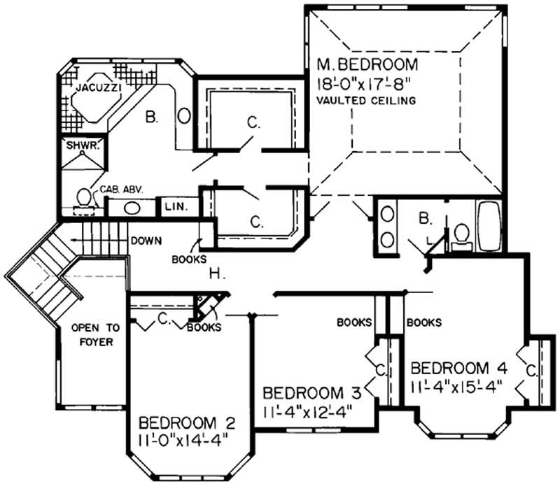 Floor Plan Second Story of Contemporary Plan #131-1050