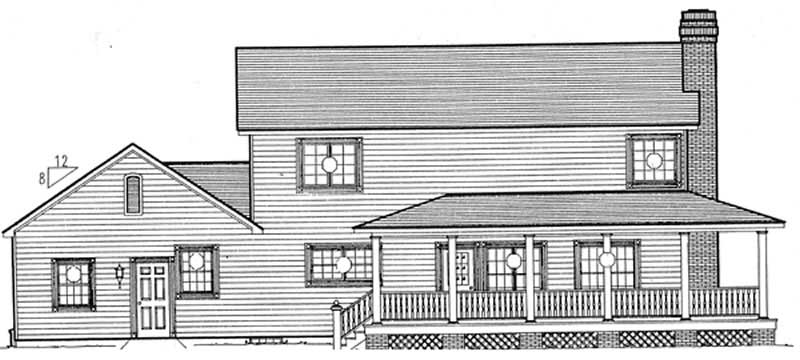 Home Plan Rear Elevation of this 3-Bedroom,2356 Sq Ft Plan -131-1056