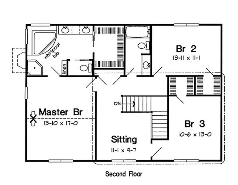 Floor Plan Second Story of Country Plan #131-1056