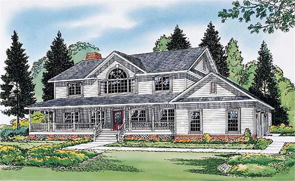 Front elevation of Country home (ThePlanCollection: House Plan #131-1057)
