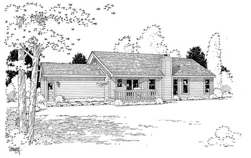 Home Plan Rear Elevation of this 3-Bedroom,1737 Sq Ft Plan -131-1058