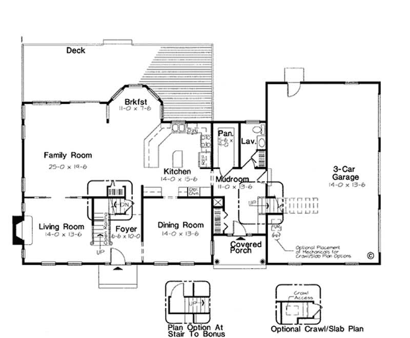 Floor Plan First Story of Colonial Plan #131-1072