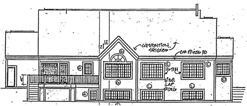 Home Plan Rear Elevation of this 4-Bedroom,3947 Sq Ft Plan -131-1079