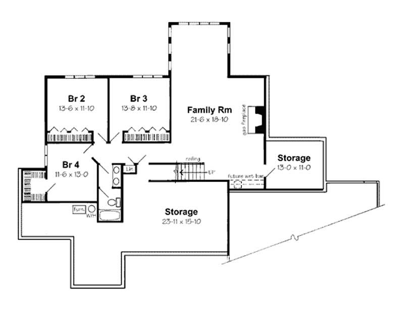 Floor Plan Basement of Country Plan #131-1079