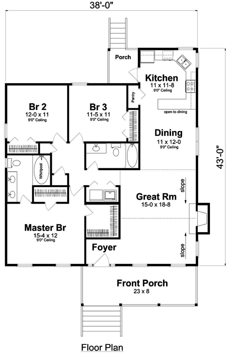 Floor Plan First Story of Country Plan #131-1083