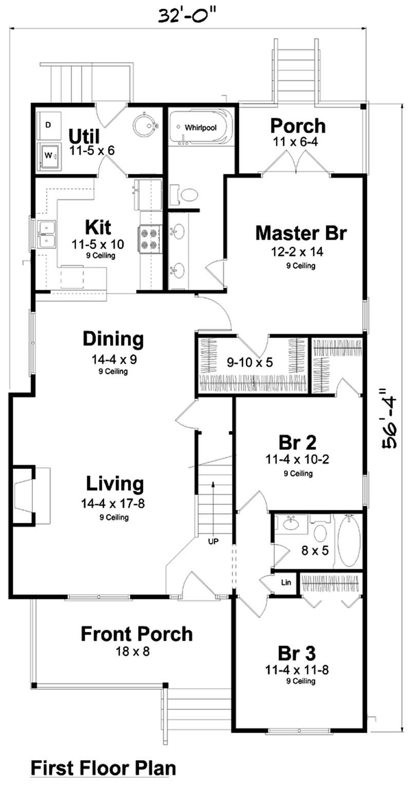Floor Plan First Story of Small House Plans #131-1084