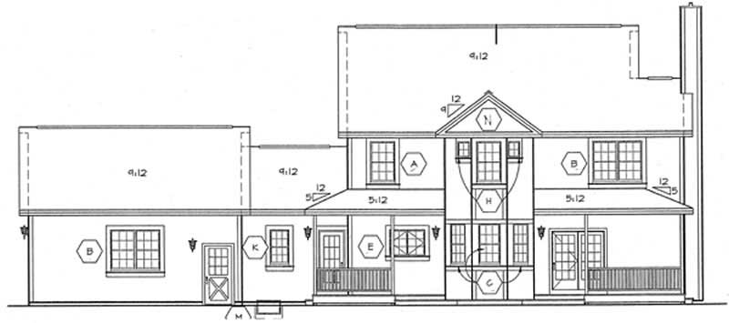 Home Plan Rear Elevation of this 4-Bedroom,2426 Sq Ft Plan -131-1087