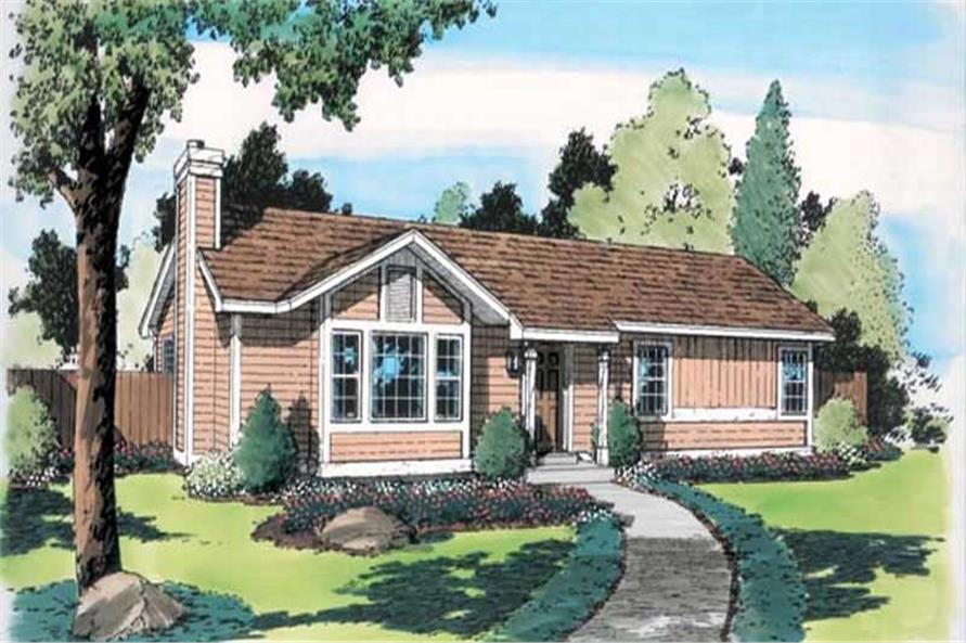 Front elevation of Ranch home (ThePlanCollection: House Plan #131-1097)