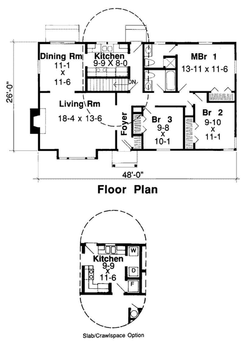 Floor Plan First Story of Ranch Plan #131-1097