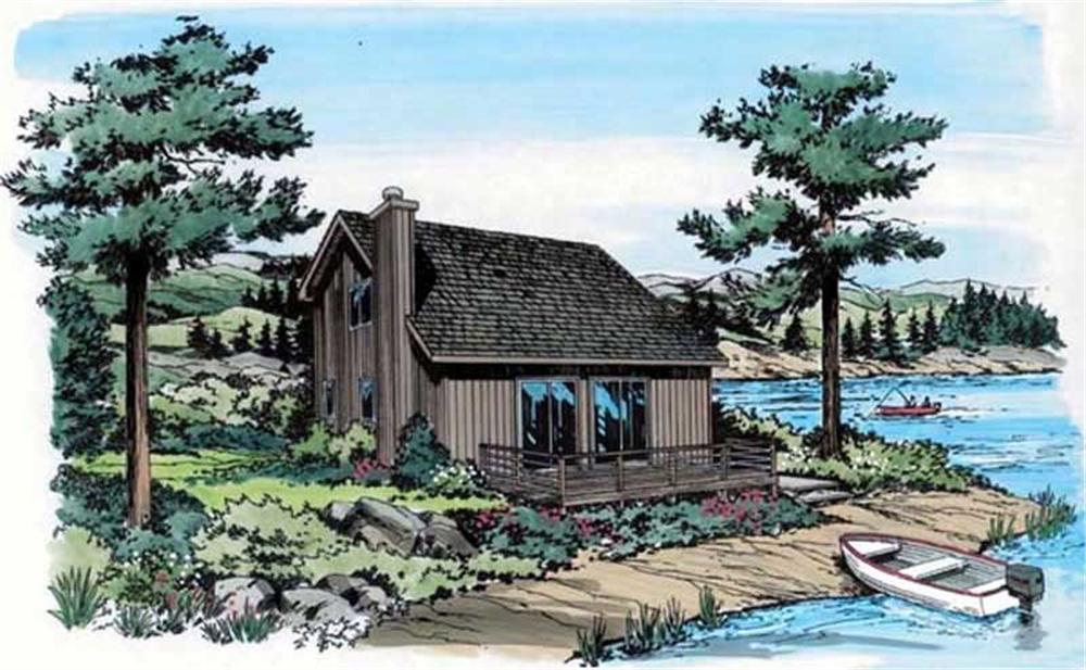 Front elevation of Lake home (ThePlanCollection: House Plan #131-1099)