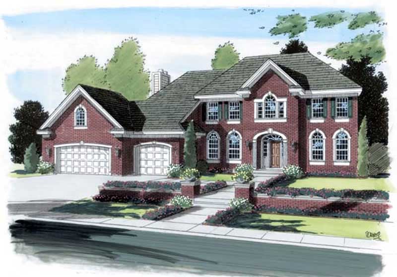 Home Plan Front Elevation of this 4-Bedroom,3339 Sq Ft Plan -131-1102