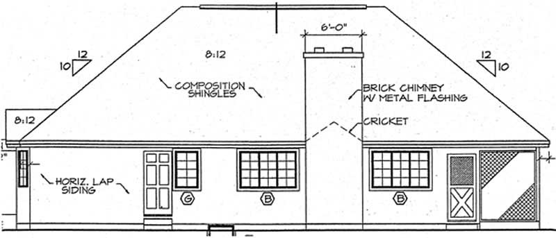 Home Plan Rear Elevation of this 2-Bedroom,1771 Sq Ft Plan -131-1104