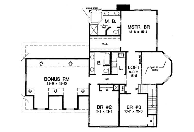 Floor Plan Second Story of Cape Cod Plan #131-1105