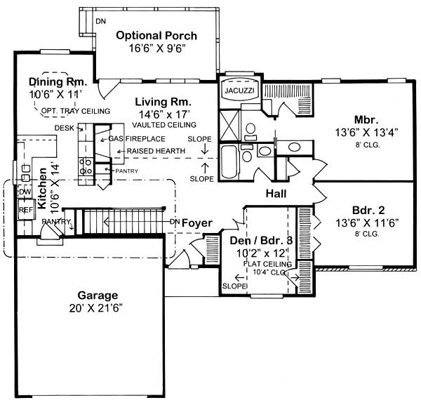 Floor Plan First Story of Small House Plans #131-1114